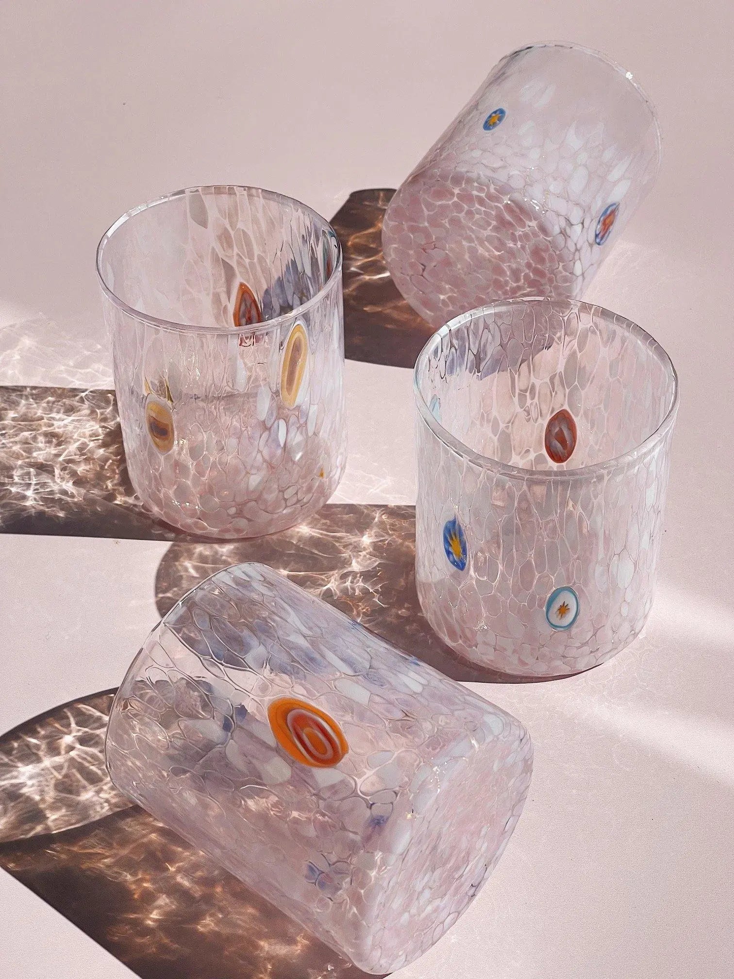Murano Drikkeglas med flad bund | Pink Murano