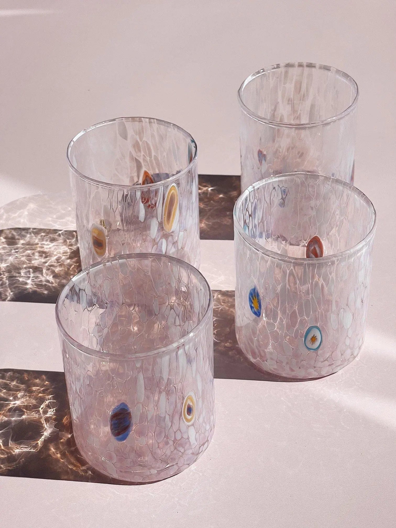 Murano Drikkeglas med flad bund | Pink Murano