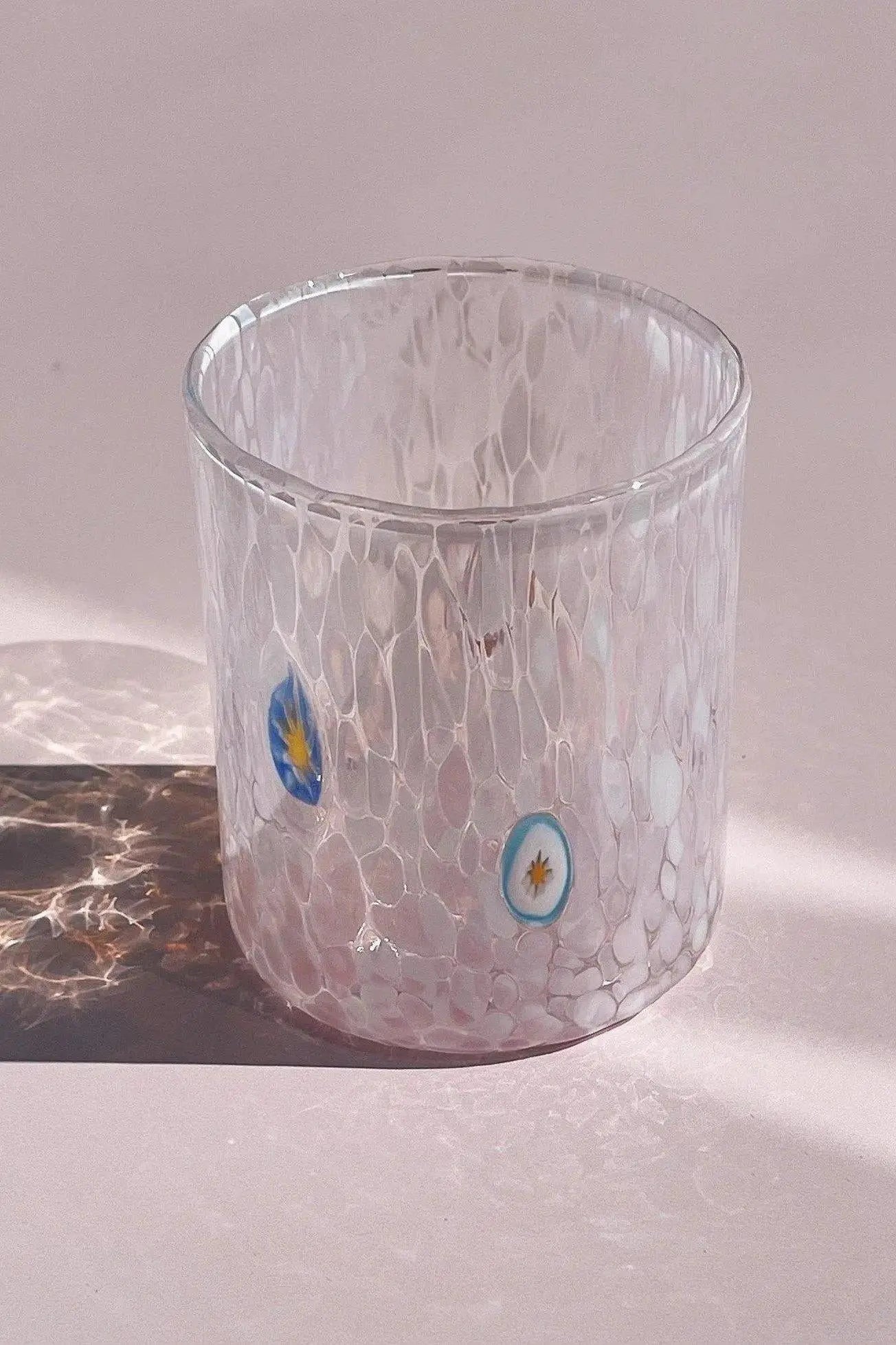 Murano Drikkeglas med flad bund | Pink og hvid Studio Hafnia