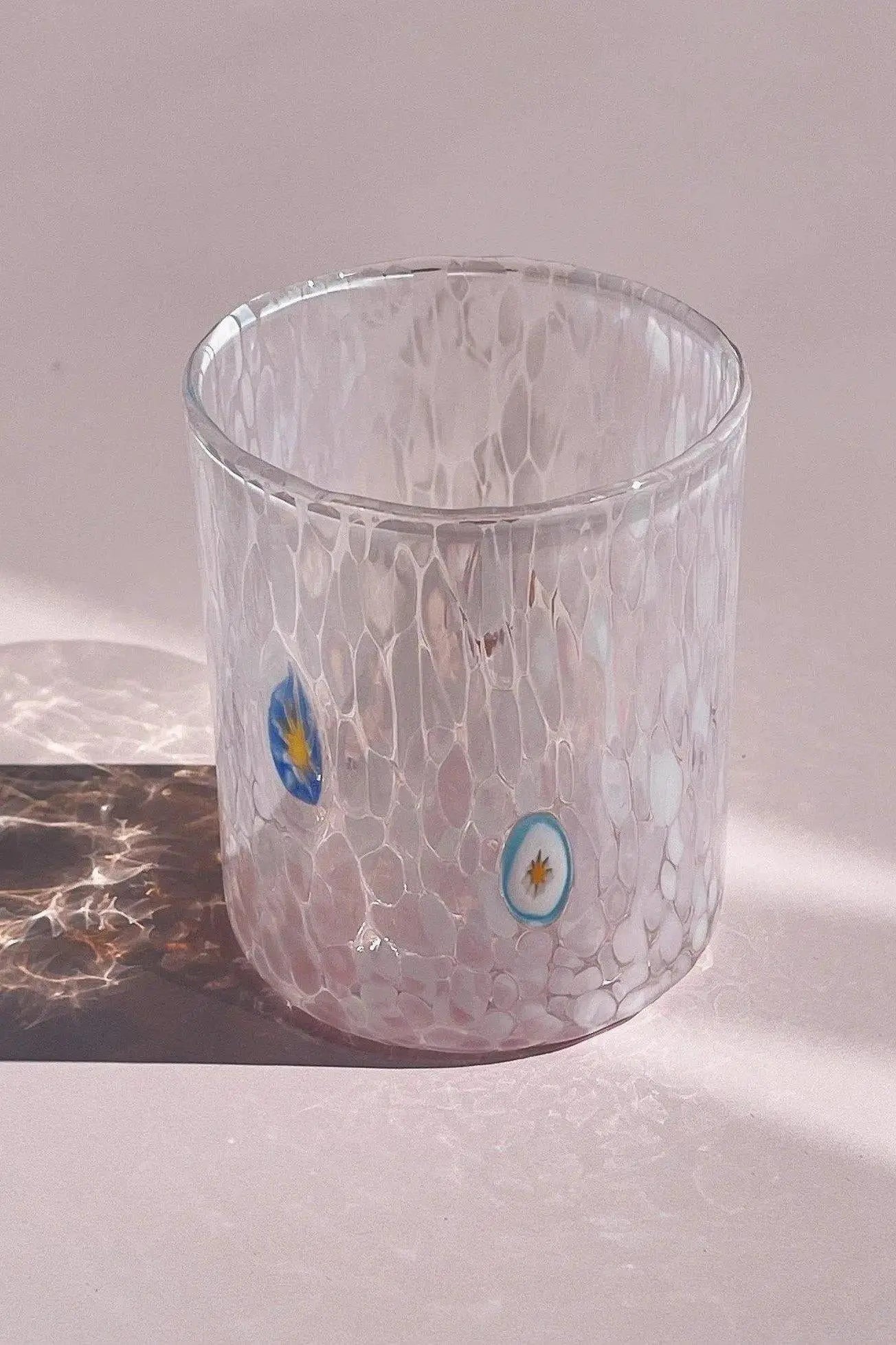 Murano Drikkeglas med flad bund | Pink og hvid Studio Hafnia