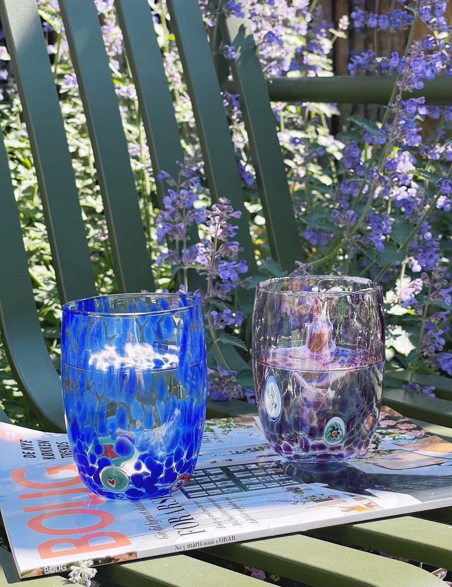 Murano Drikkeglas med rund bund | Blå Murano