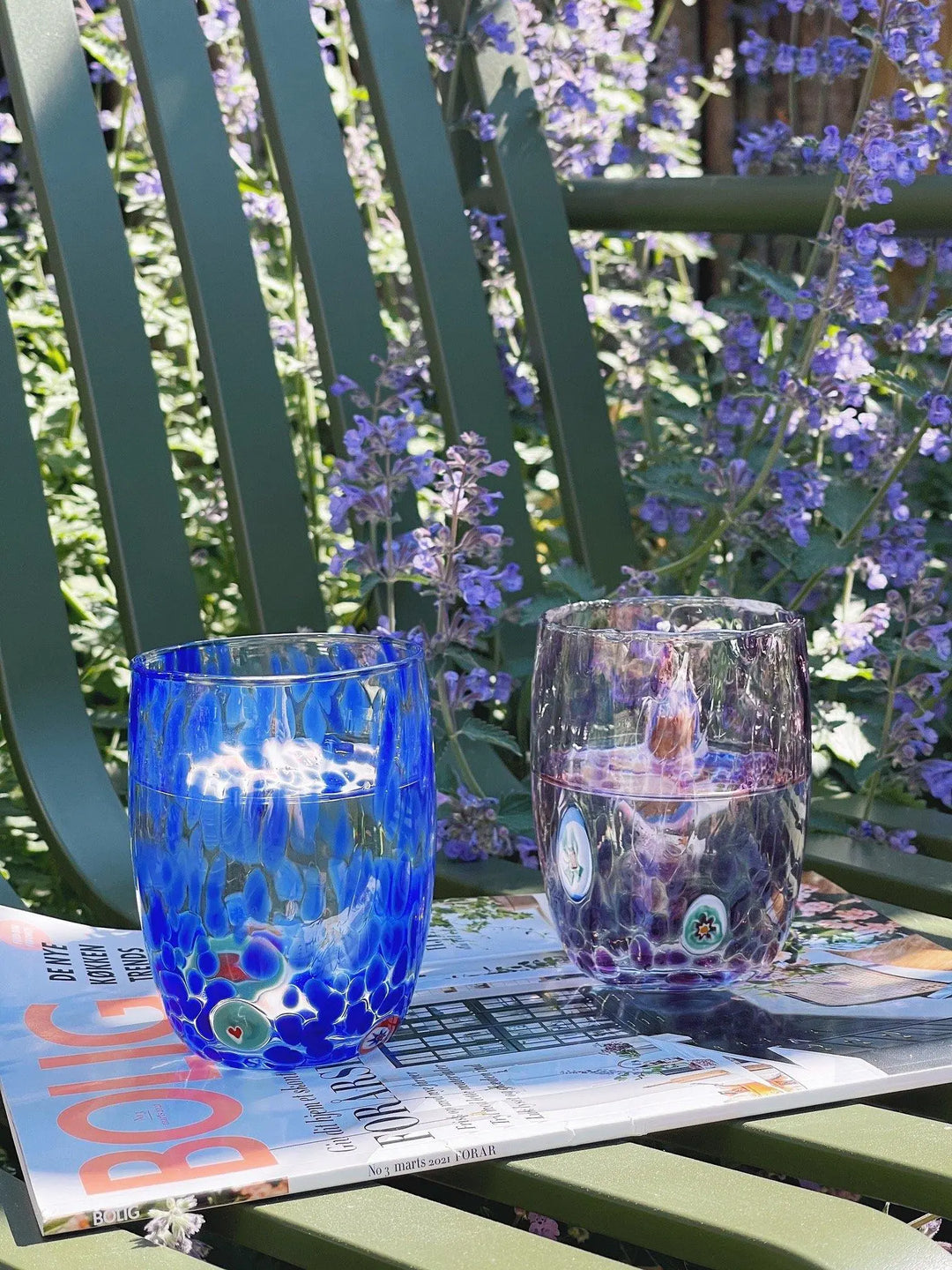 Murano Drikkeglas med rund bund | Blå Murano
