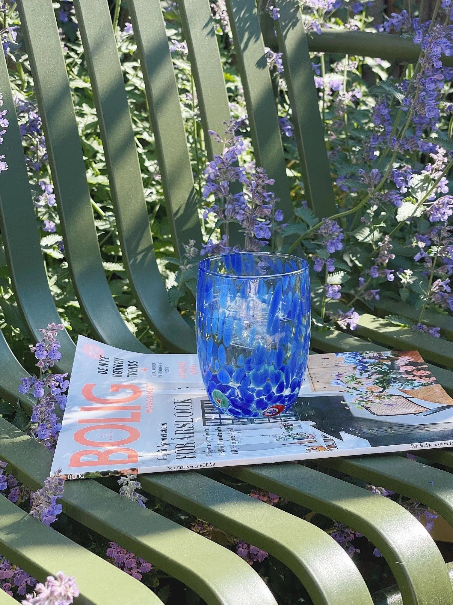 Murano Drikkeglas med rund bund | Blå Murano
