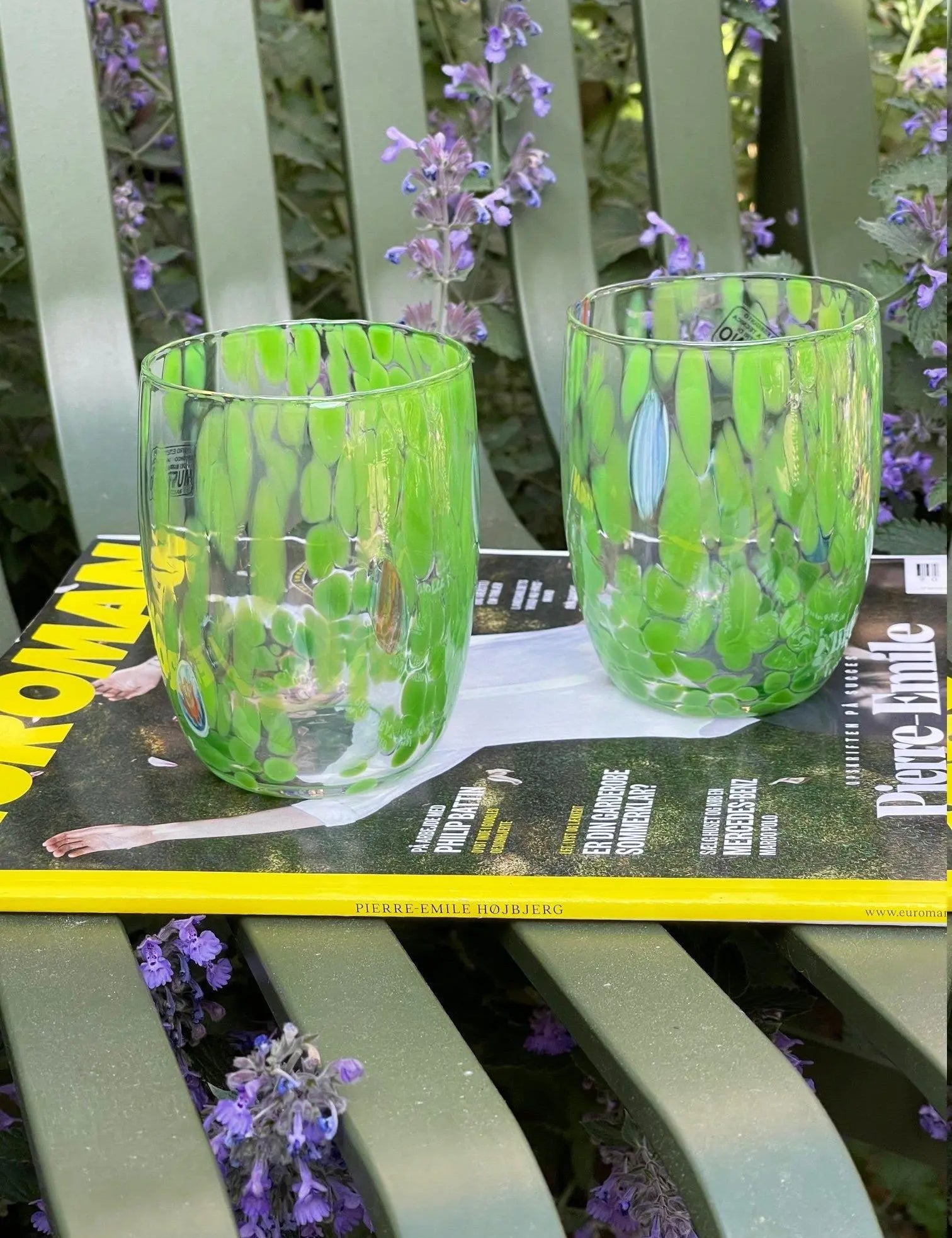 Murano Drikkeglas med rund bund | Grøn Murano