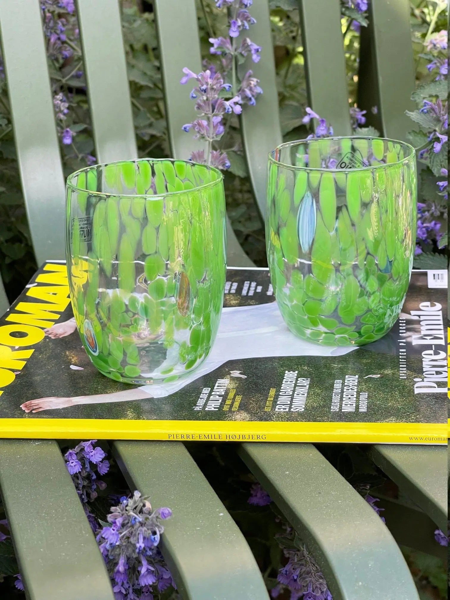 Murano Drikkeglas med rund bund | Grøn Murano