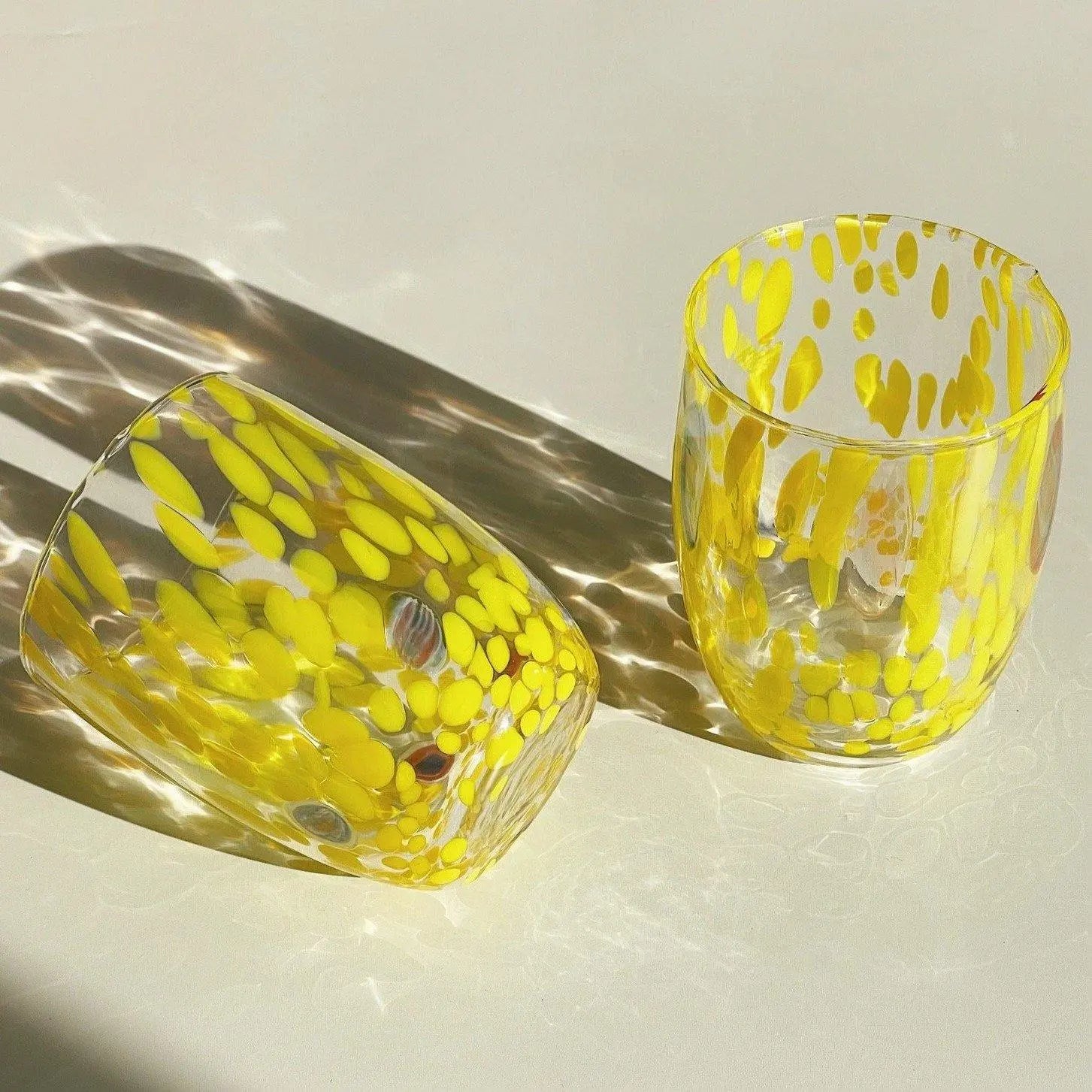 Murano Drikkeglas med rund bund | Gul Murano