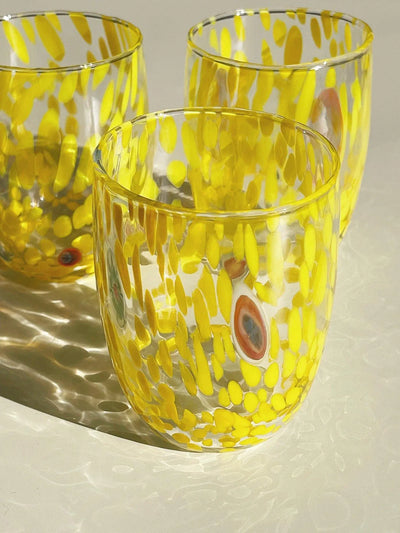 Murano Drikkeglas med rund bund | Gul Murano