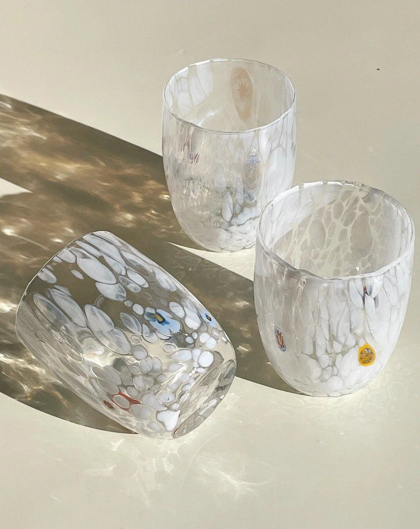 Murano Drikkeglas med rund bund | Hvid Murano