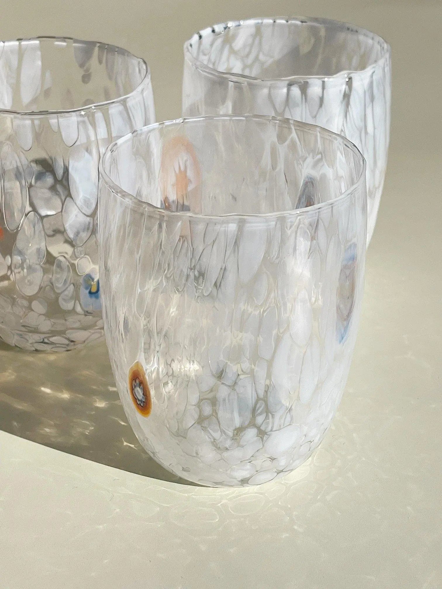 Murano Drikkeglas med rund bund | Hvid Murano