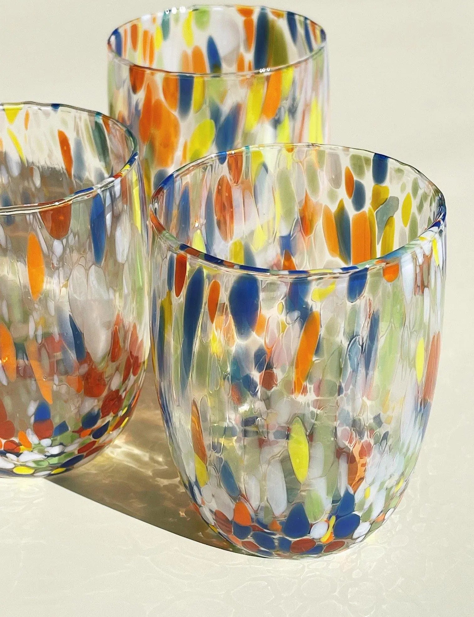 Murano Drikkeglas med rund bund | Multifarvet Murano