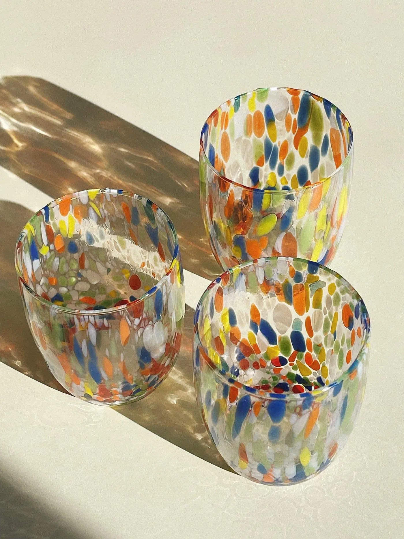 Murano Drikkeglas med rund bund | Multifarvet Murano