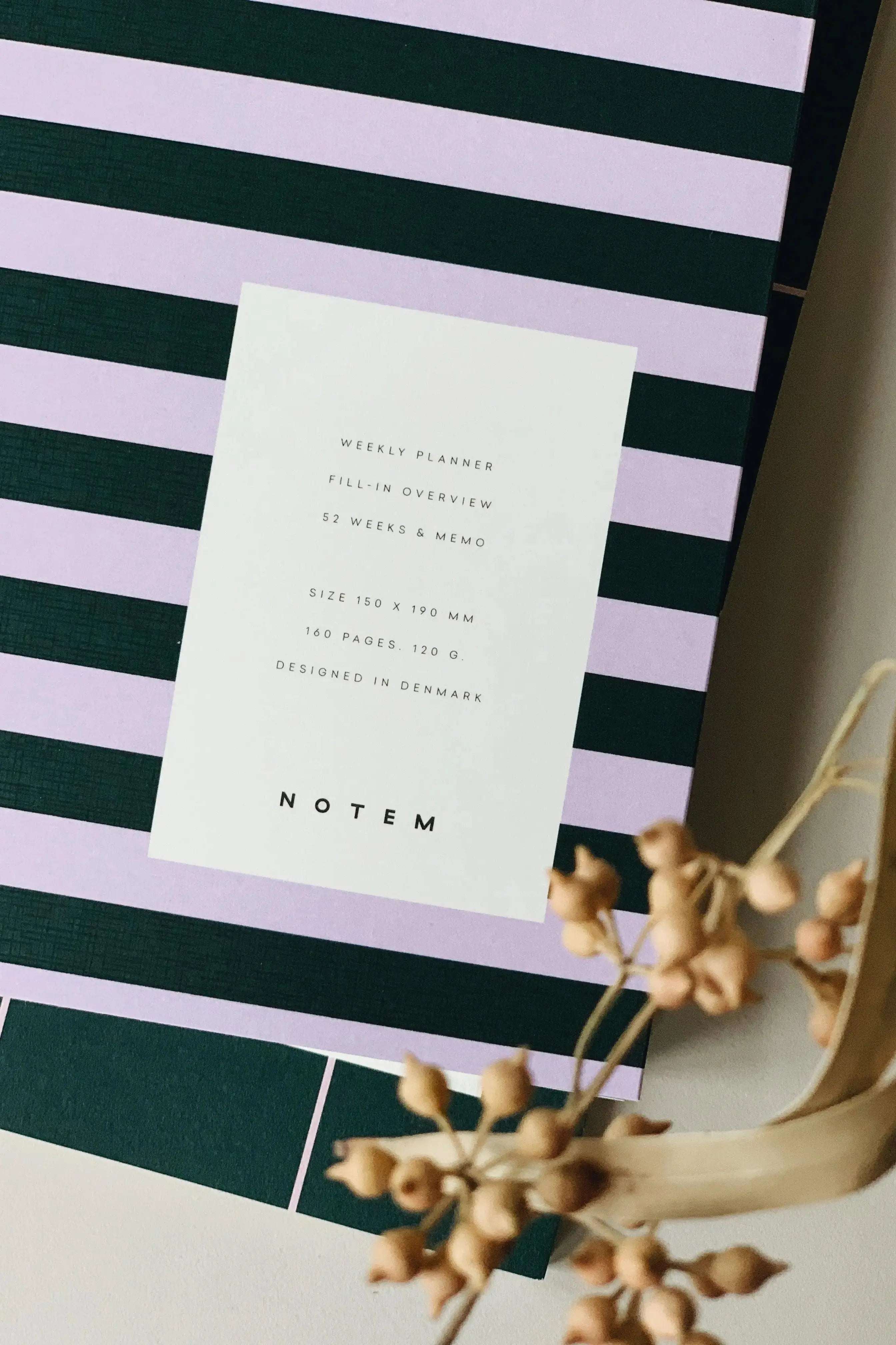 Notem studio, Uma Weekly Planner, medium, Rose & Green Notem studio