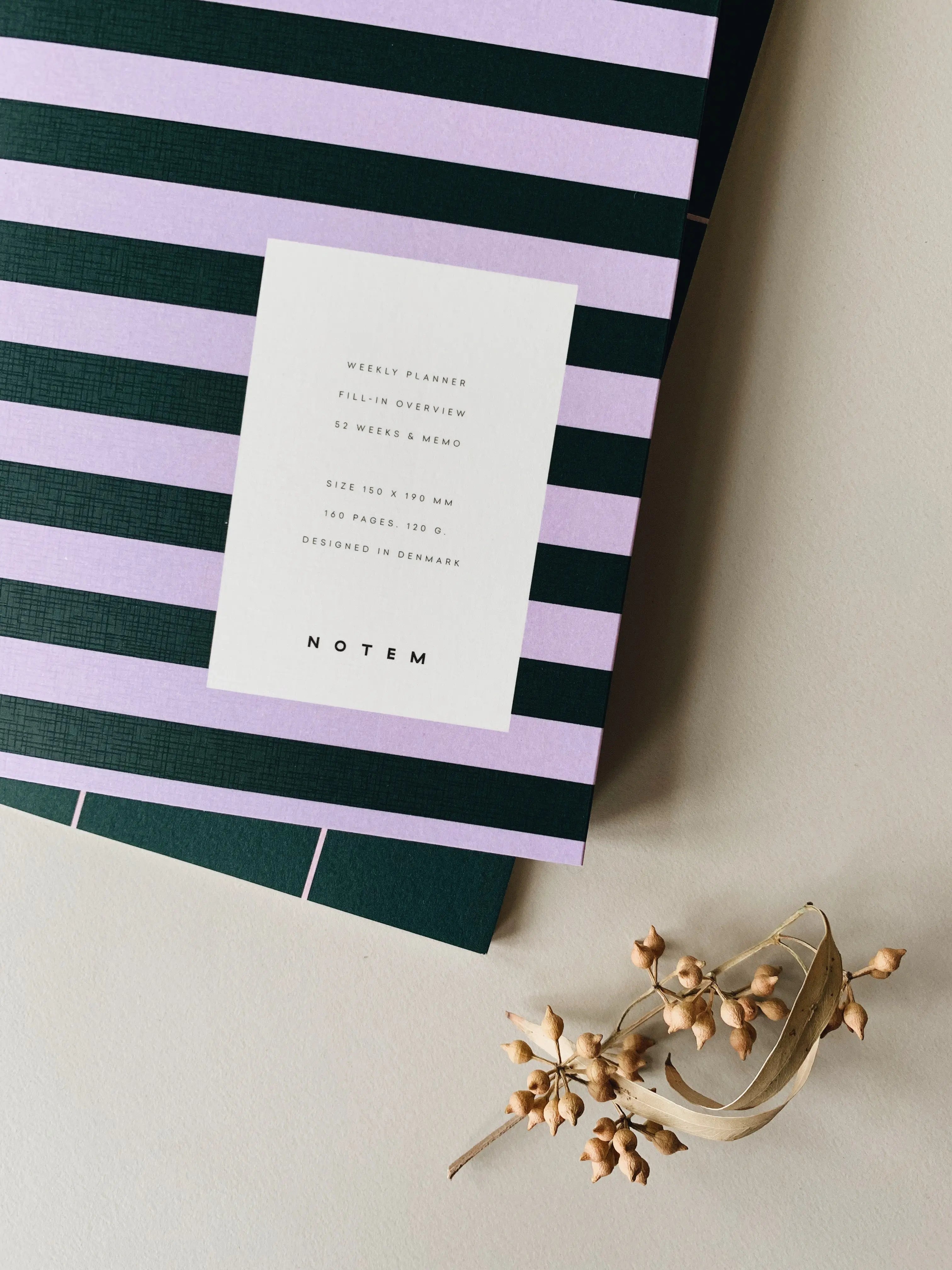 Notem studio, Uma Weekly Planner, medium, Rose & Green Notem studio