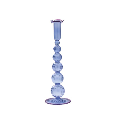 Piped lysestage i glas fra anna + nina | Blå/lilla 30 cm anna+nina