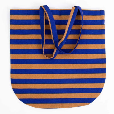 Randa mulepose/taske | Blå/sennepsfarvet stribet Afroart