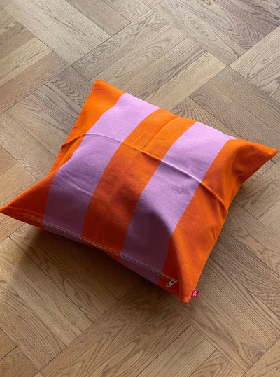 Stribet Pudebetræk 50x50 cm | Orange/lilla Afroart