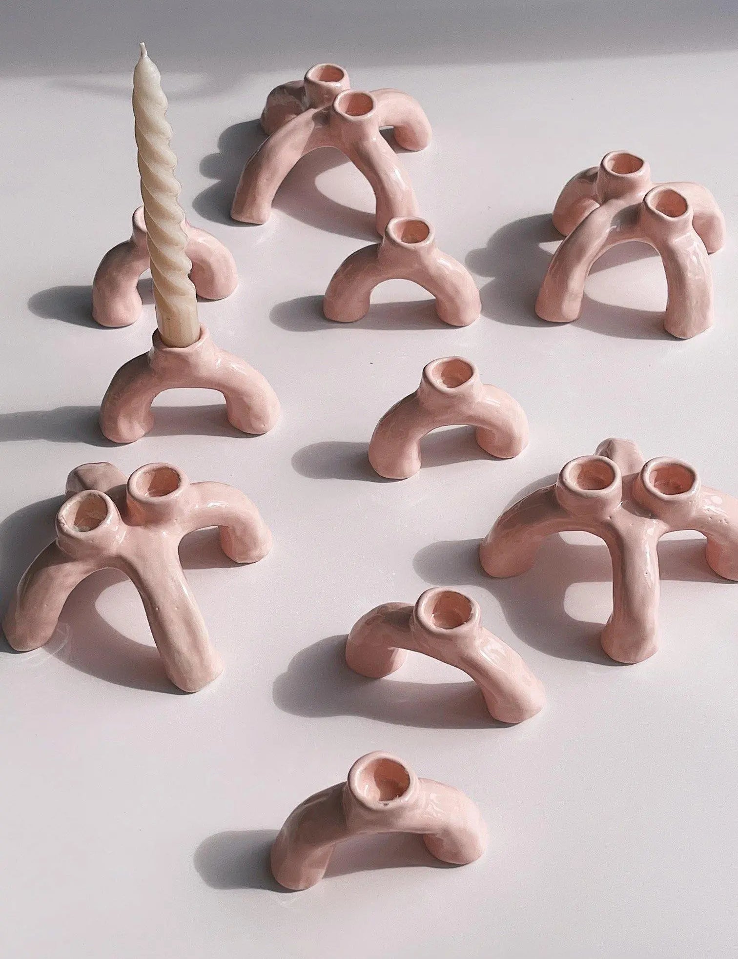 Twin keramik lysestage af Emma Heegaard | Pink Emma Heegaard