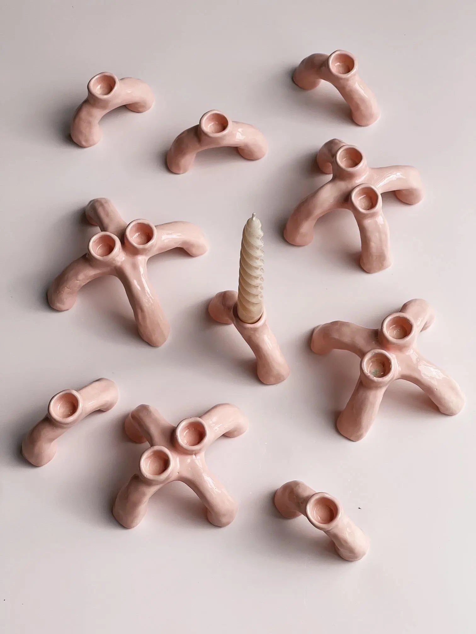 Twin keramik lysestage af Emma Heegaard | Pink Emma Heegaard