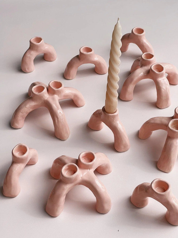 Twin keramik lysestage af Emma Heegaard | Pink Emma Heegaard
