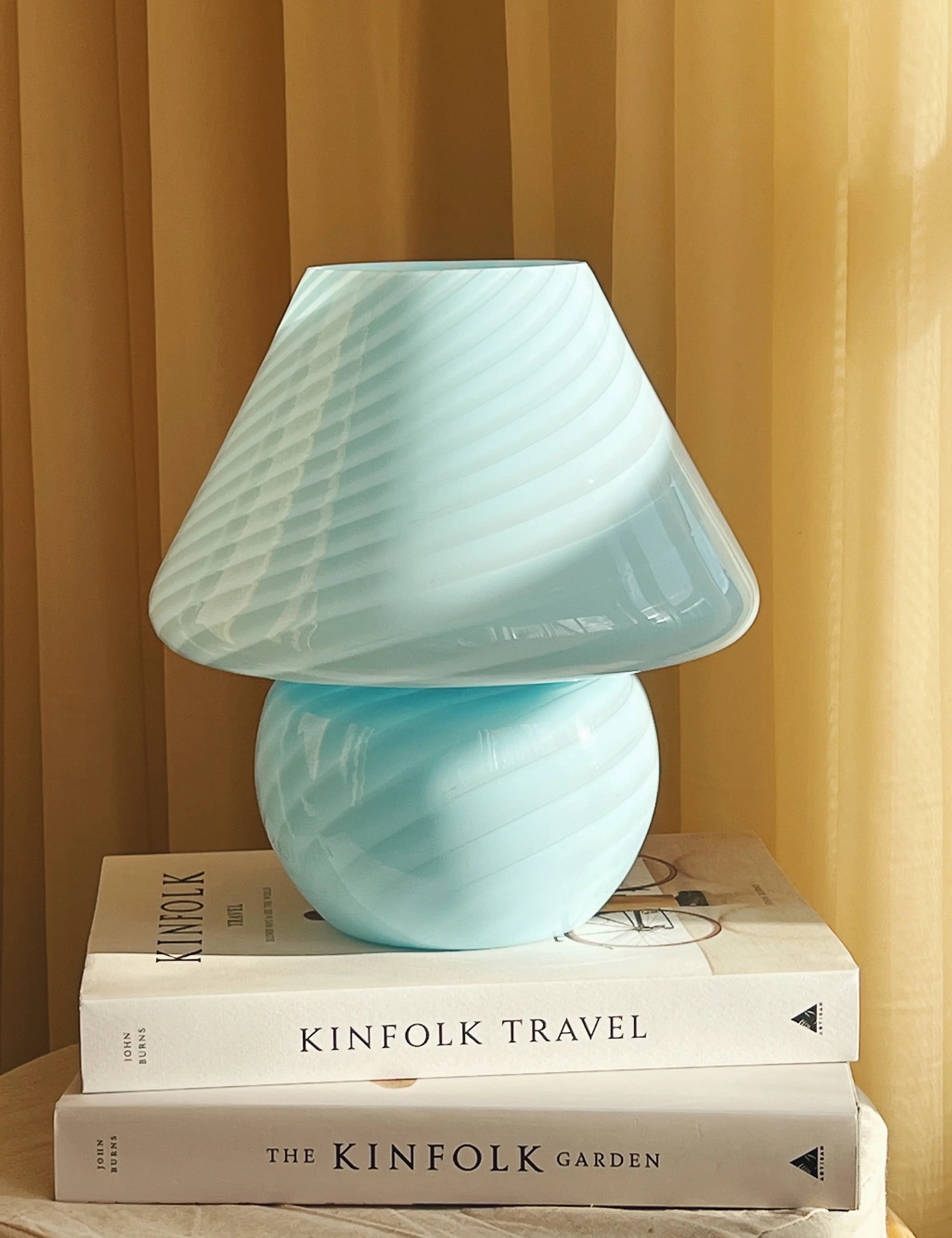 Vintage Murano Mushroom bordlampe | Blå, H26 cm Murano