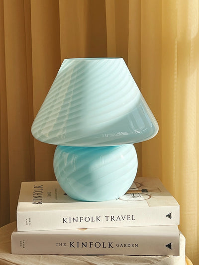 Vintage Murano Mushroom bordlampe | Blå, H26 cm Murano