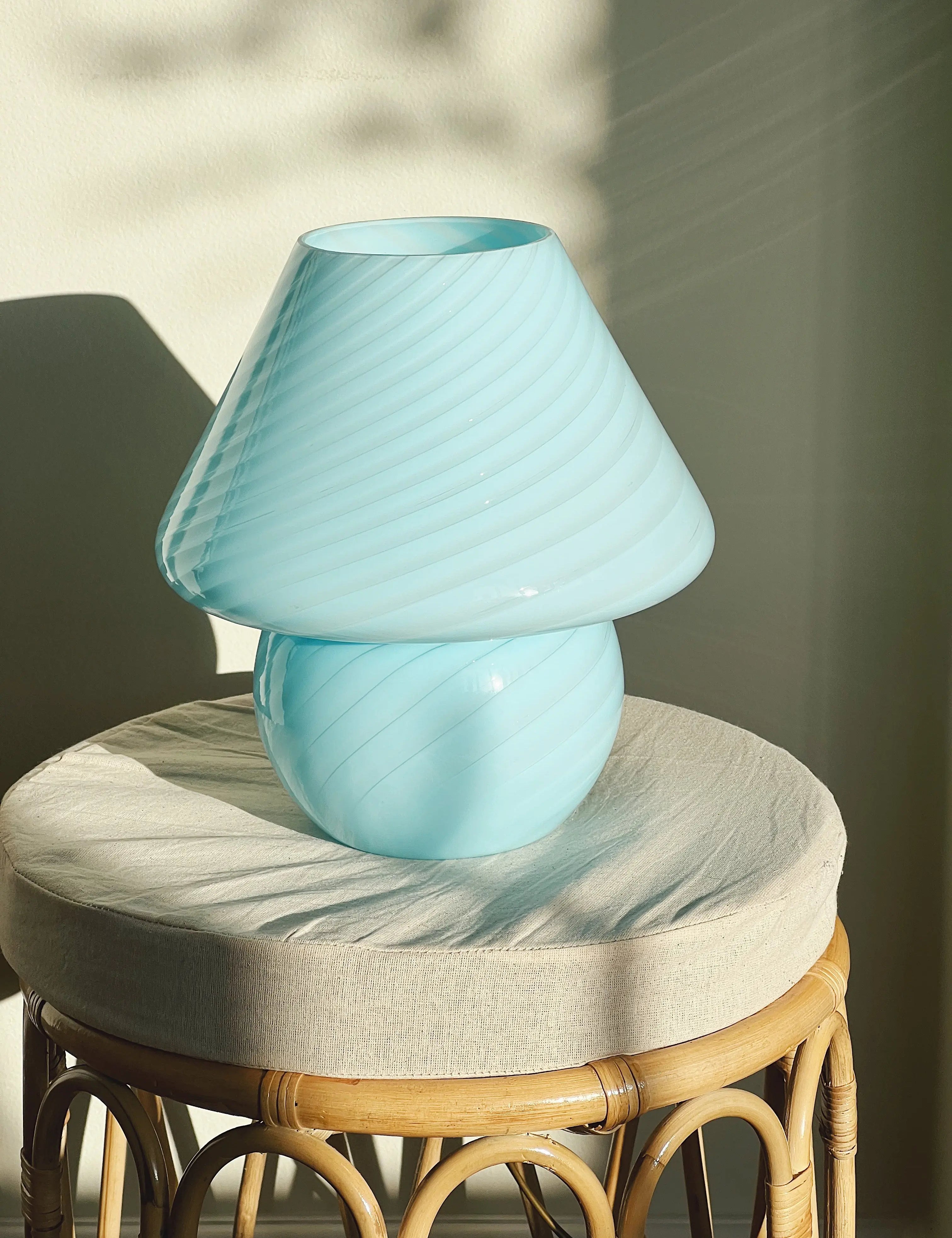 Vintage Murano Mushroom bordlampe | Blå, H26 cm Murano
