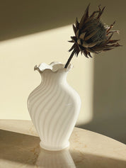 Vintage Murano Swirl Vase | Hvid H34 cm Murano