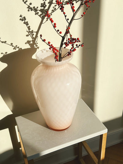 Vintage Murano Vase | Lys Rosa med prikker H34.5 cm Murano