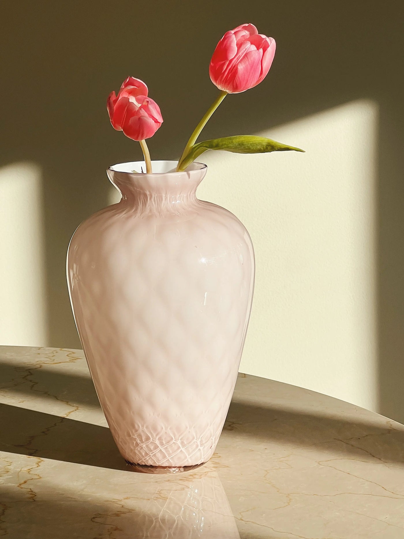 Vintage Murano Vase | Lys lilla/rosa med prikker H29 cm Murano