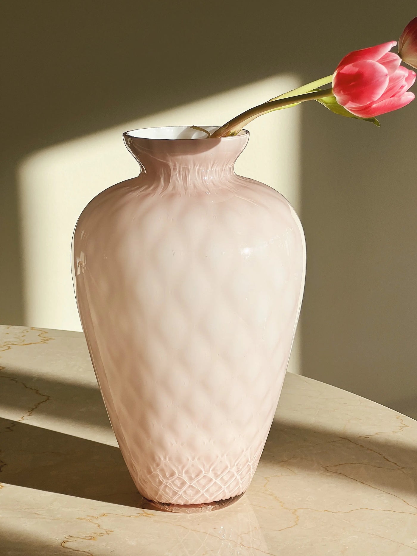 Vintage Murano Vase | Lys lilla/rosa med prikker H29 cm Murano