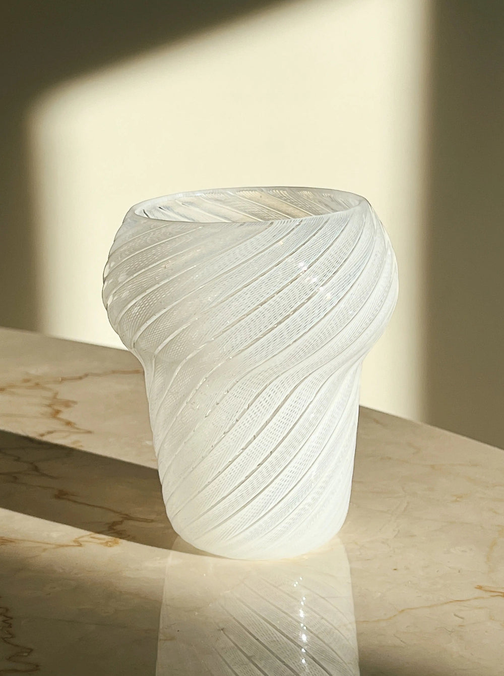 Vintage Murano Vase/Tandbørstekrus | Hvid Murano