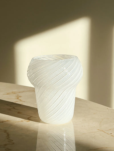 Vintage Murano Vase/Tandbørstekrus | Hvid Murano