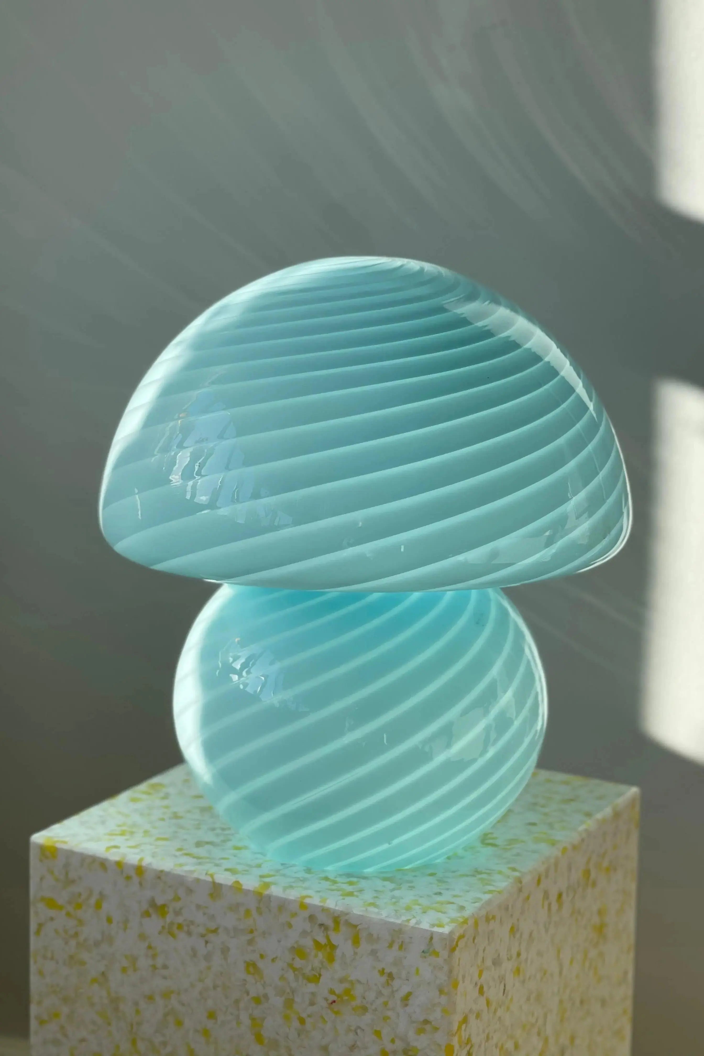 Vintage Murano Vetri Swirl Mushroom bordlampe | Blå, H40 cm Studio Hafnia