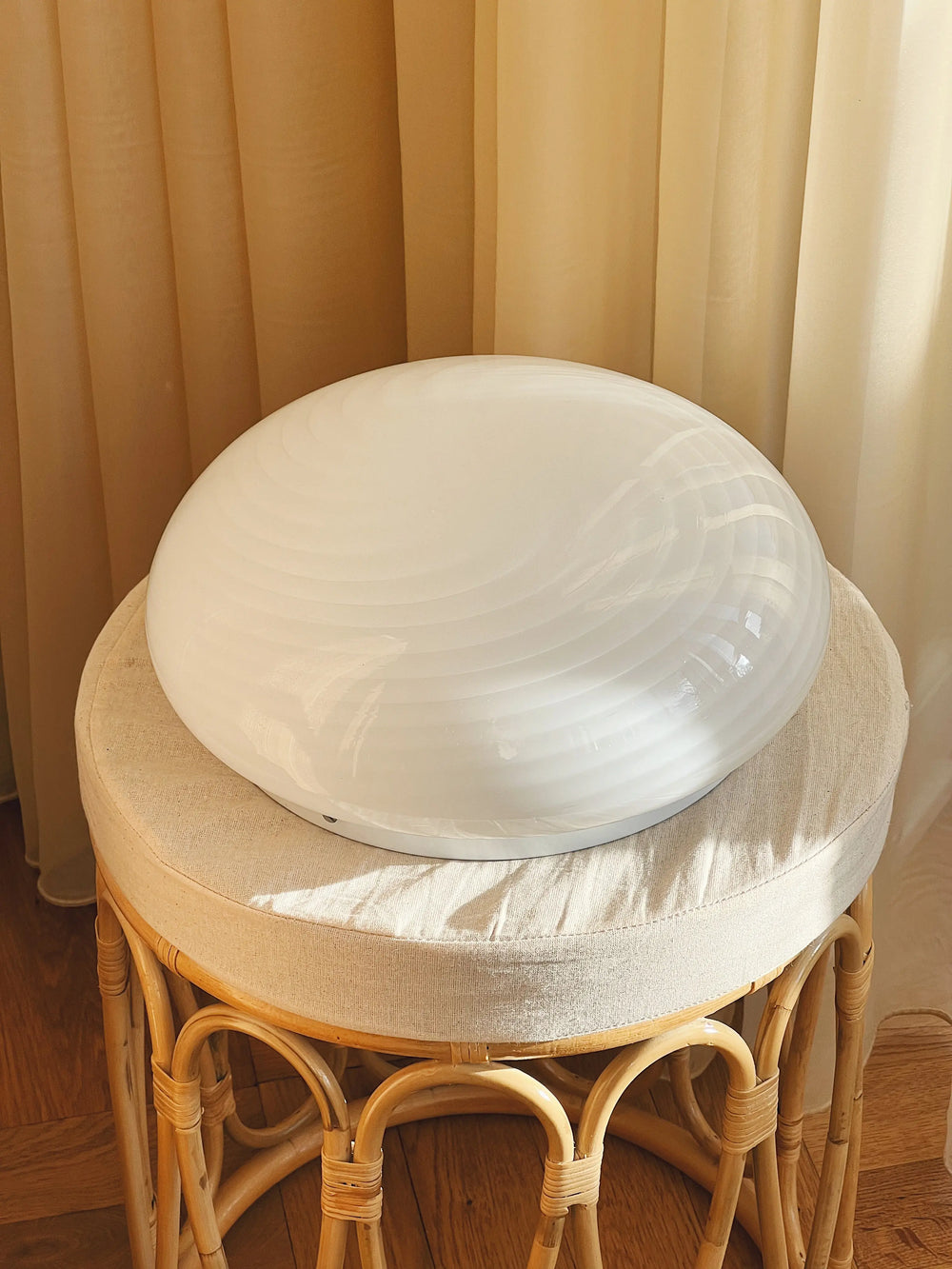 Vintage Murano loftslampe/væglampe | Hvid, Ø30 cm Murano