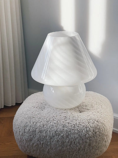 Vintage Murano mushroom bordlampe | Hvid, H38 cm Murano