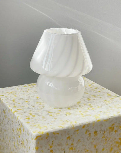Vintage murano mushroom bordlampe | Hvid, H19 cm Murano