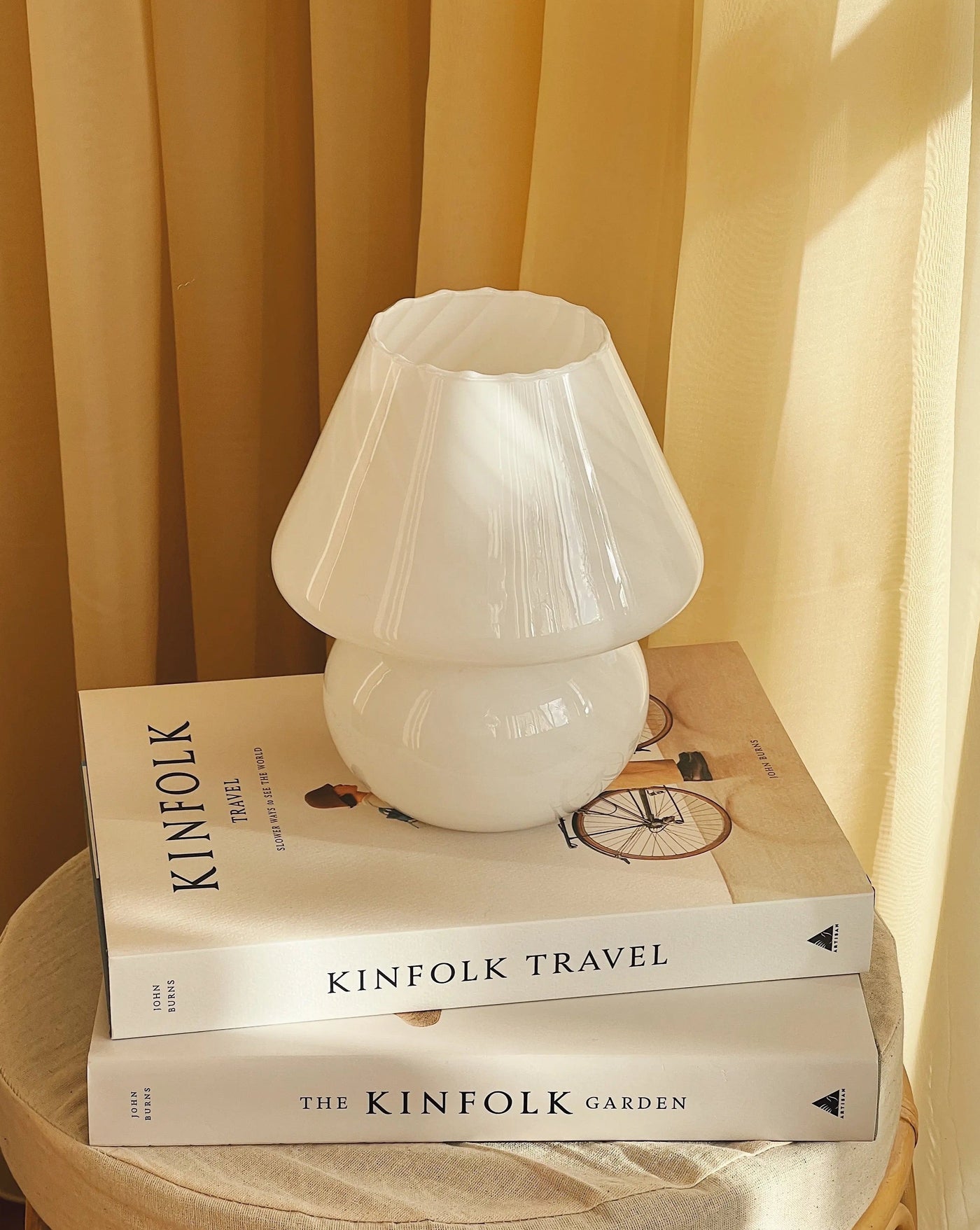 Vintage murano mushroom bordlampe | Hvid, H19 cm Murano