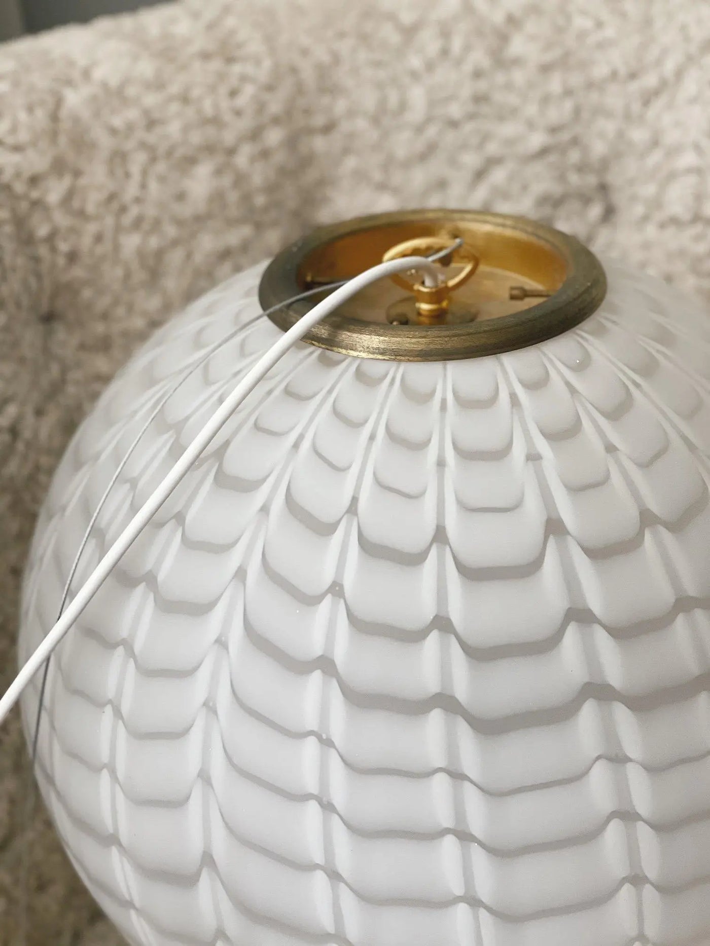 Vintage murano rund loftslampe | Hvid, 40 cm Murano