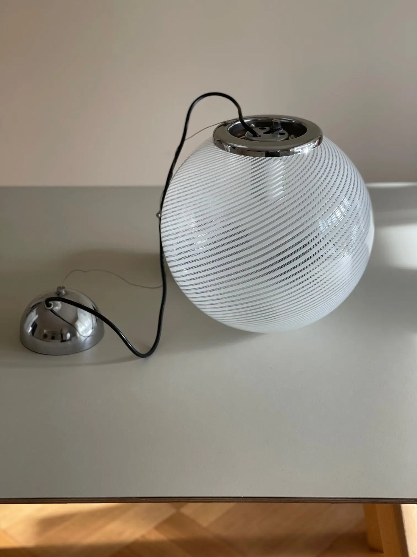 Vintage murano rund loftslampe | Hvid, Ø30 cm Murano