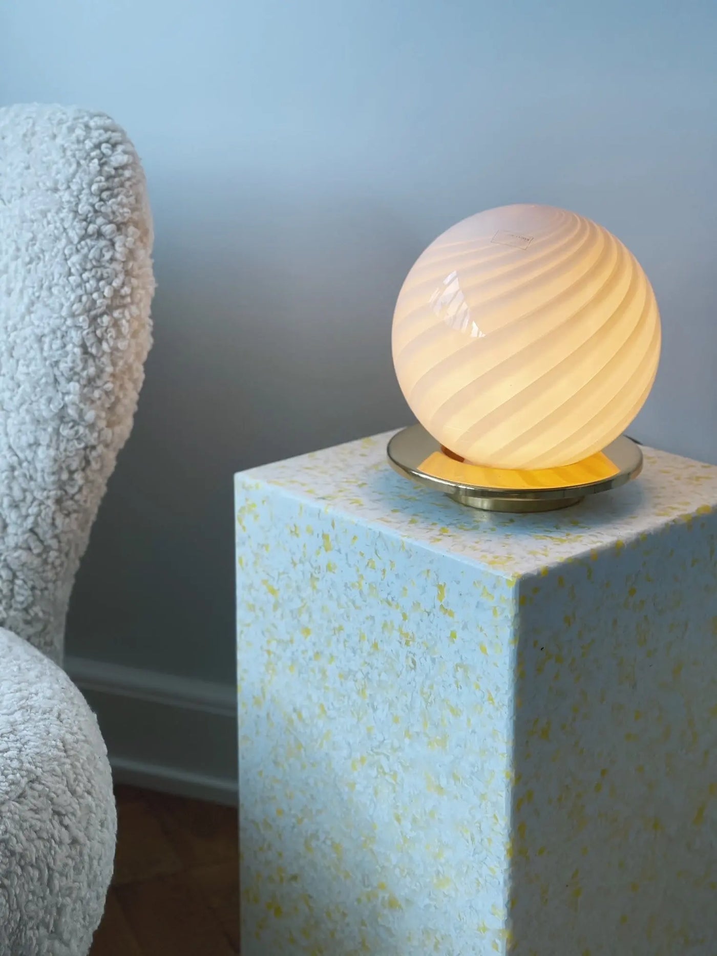 Vintage murano swirl globe bordlampe | Lysegul, H20 cm Murano