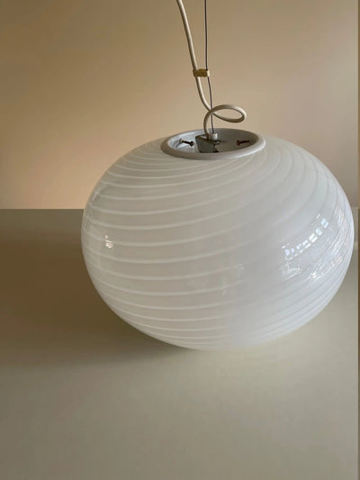 Vintage murano swirl loftslampe | Hvid, Ø45 cm Murano