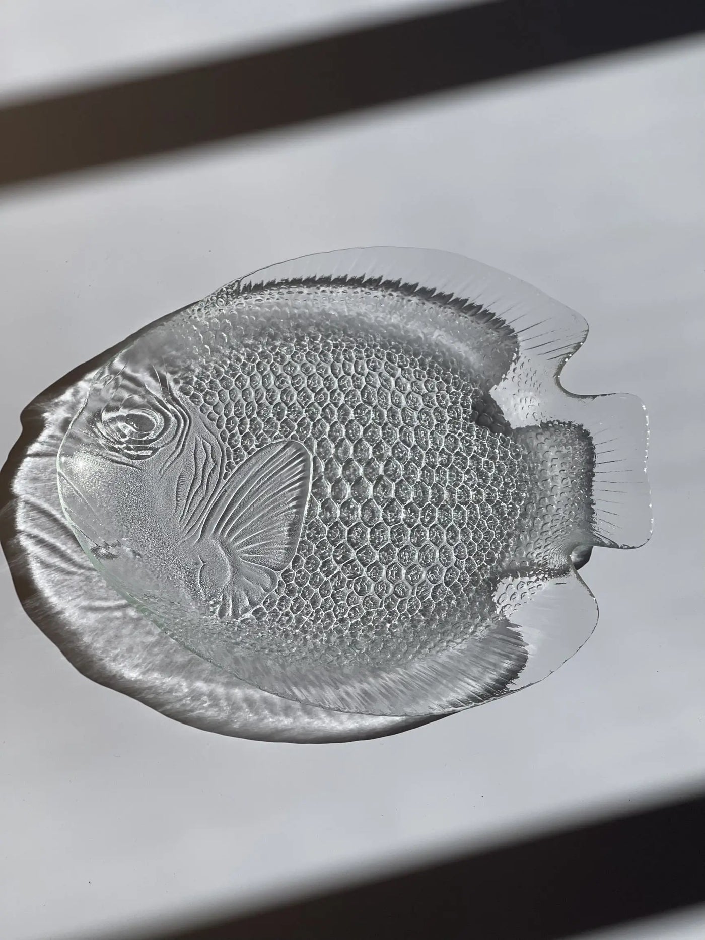 Vintage, franske fisketallerkener/fade | Klart glas Arcoroc Frankrig