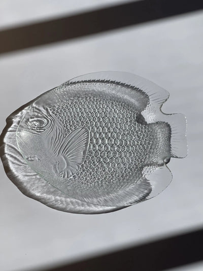 Vintage, franske fisketallerkener/fade | Klart glas Arcoroc Frankrig