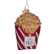 Vondels glas ornament | Rød/hvid glitter pomfritter Vondels