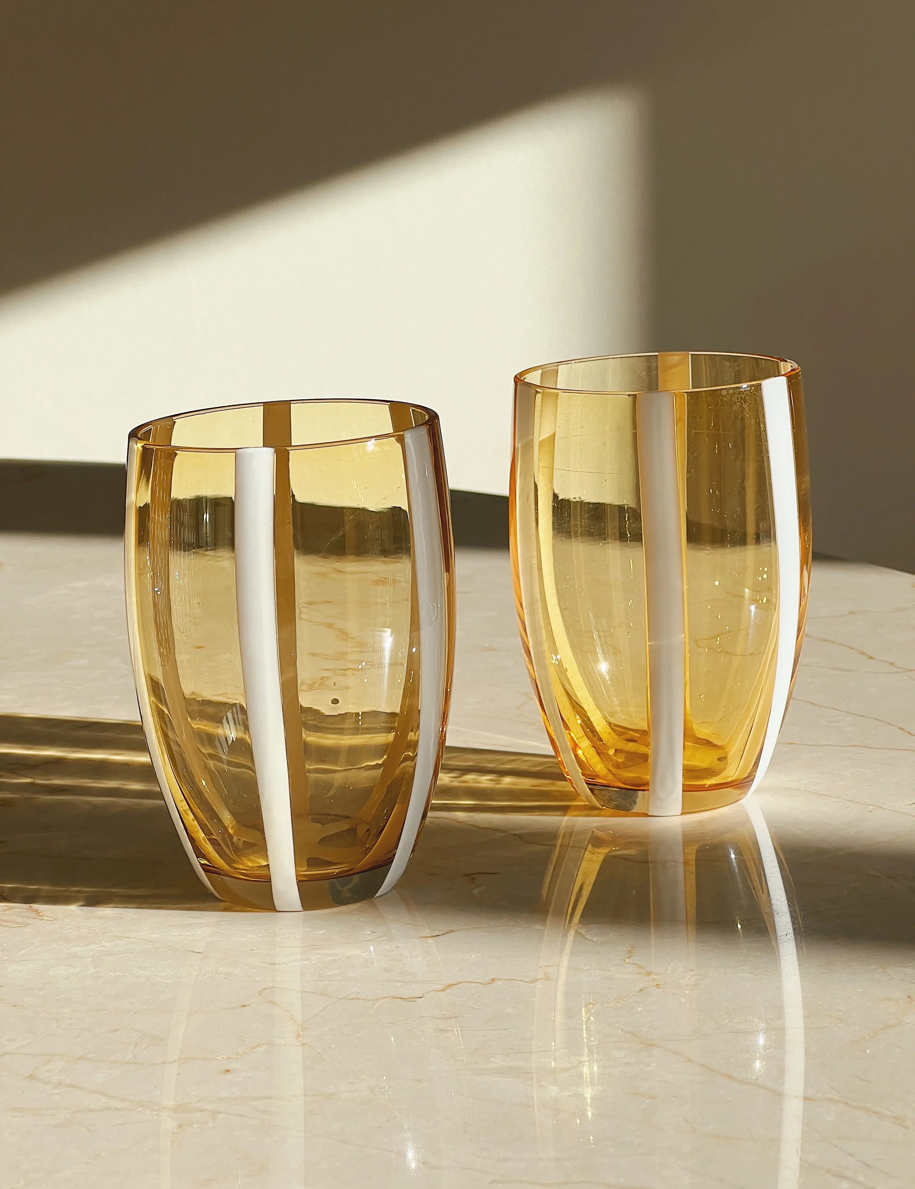 Zafferano - Gessato vandglas | Amber striber - 2 stk. Zafferano