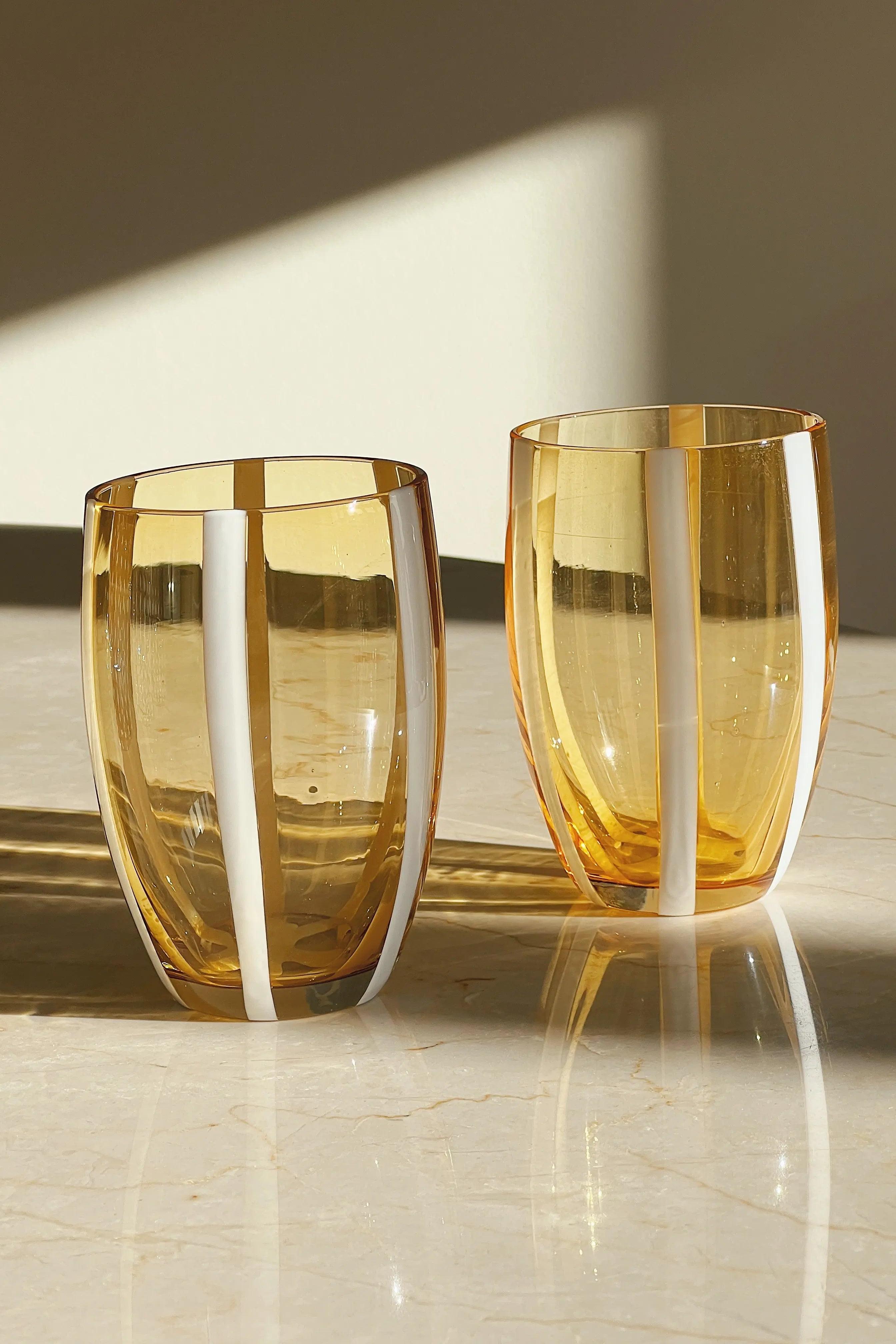 Zafferano - Gessato vandglas | Amber striber - 2 stk. Zafferano