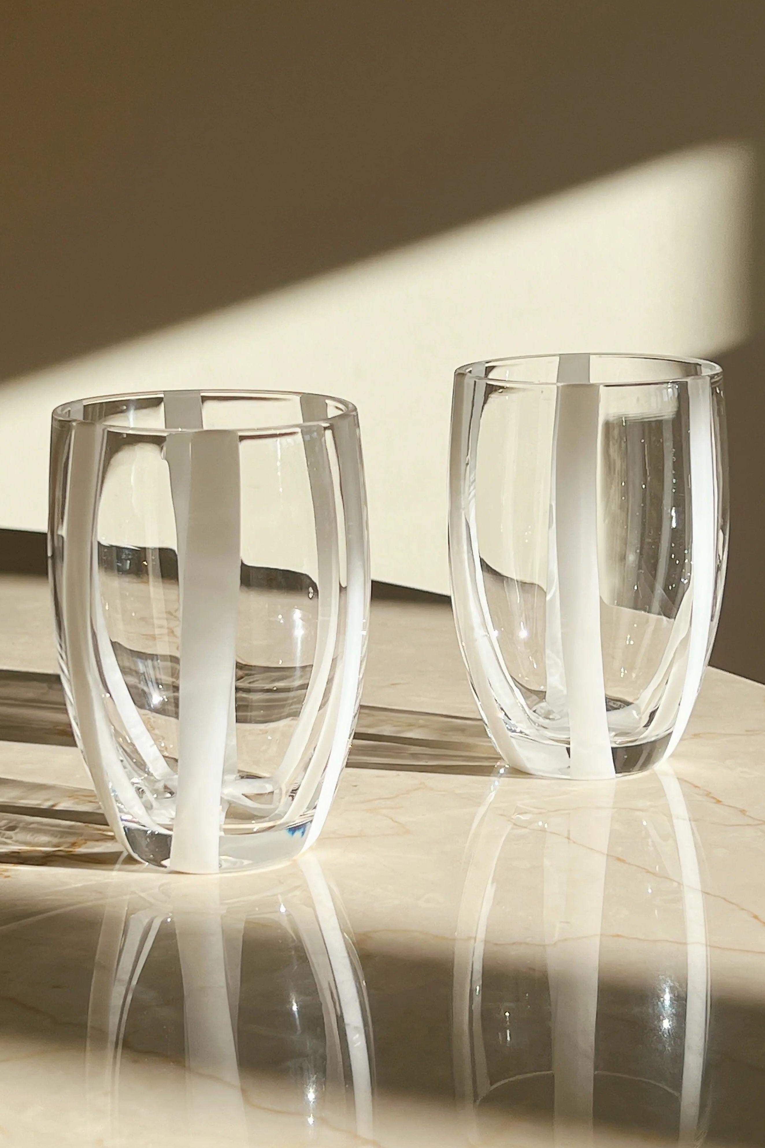 Zafferano - Gessato vandglas | Hvide striber - 2 stk. Zafferano