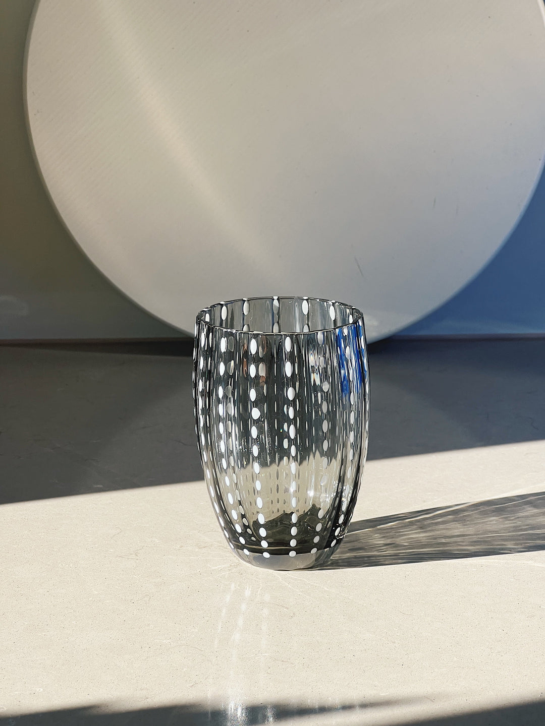 Zafferano - Perle vandglas | Grå prikker - 2 stk. Zafferano