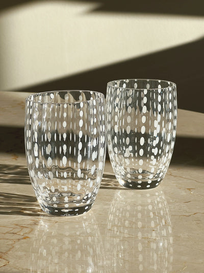 Zafferano - Perle vandglas | Hvide prikker - 2 stk. Zafferano