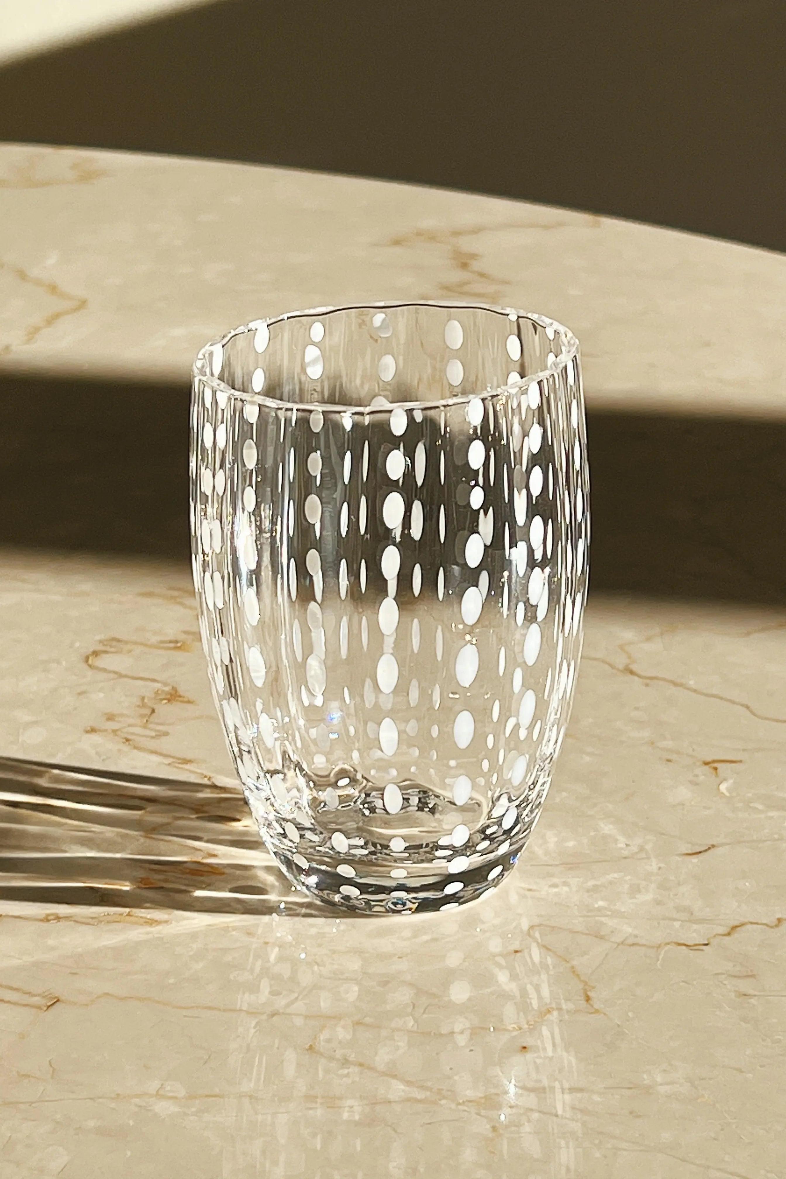 Zafferano - Perle vandglas | Hvide prikker - 2 stk. Zafferano